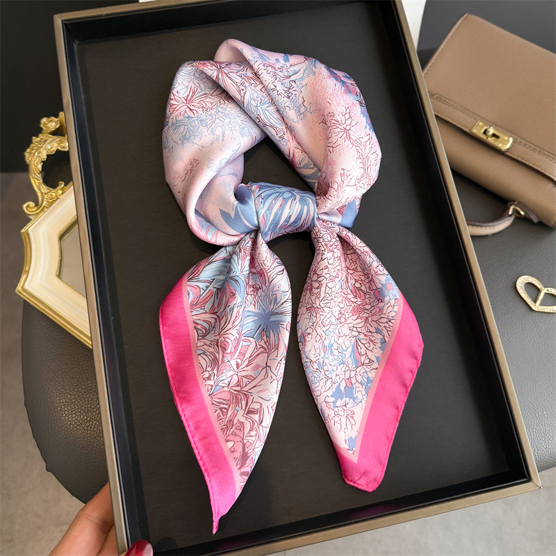 Silk Neck Scarf - ผ้าพันคอพิมพ์ลายดีไซน์หรูสำหรับผู้หญิง ผ้าไหม ผ้าพันคอ ผ้าคลุมศีรษะ ผ้าพันคอ ผ้าคลุมไหล่