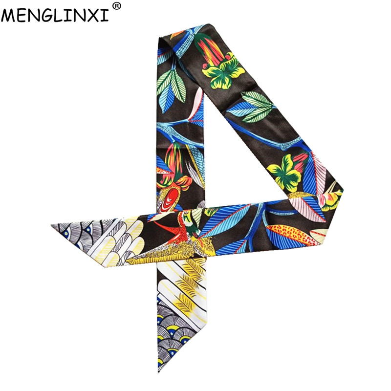 Silk Neck Scarf - Luxuryยี่ห้อHummingbirdพิมพ์ผ้าไหมผอมผ้าพันคอกระเป๋าริบบิ้นผู้หญิงหญิงคอNeckerchiefผ้าพันคอสำหรับสุภาพสตรี