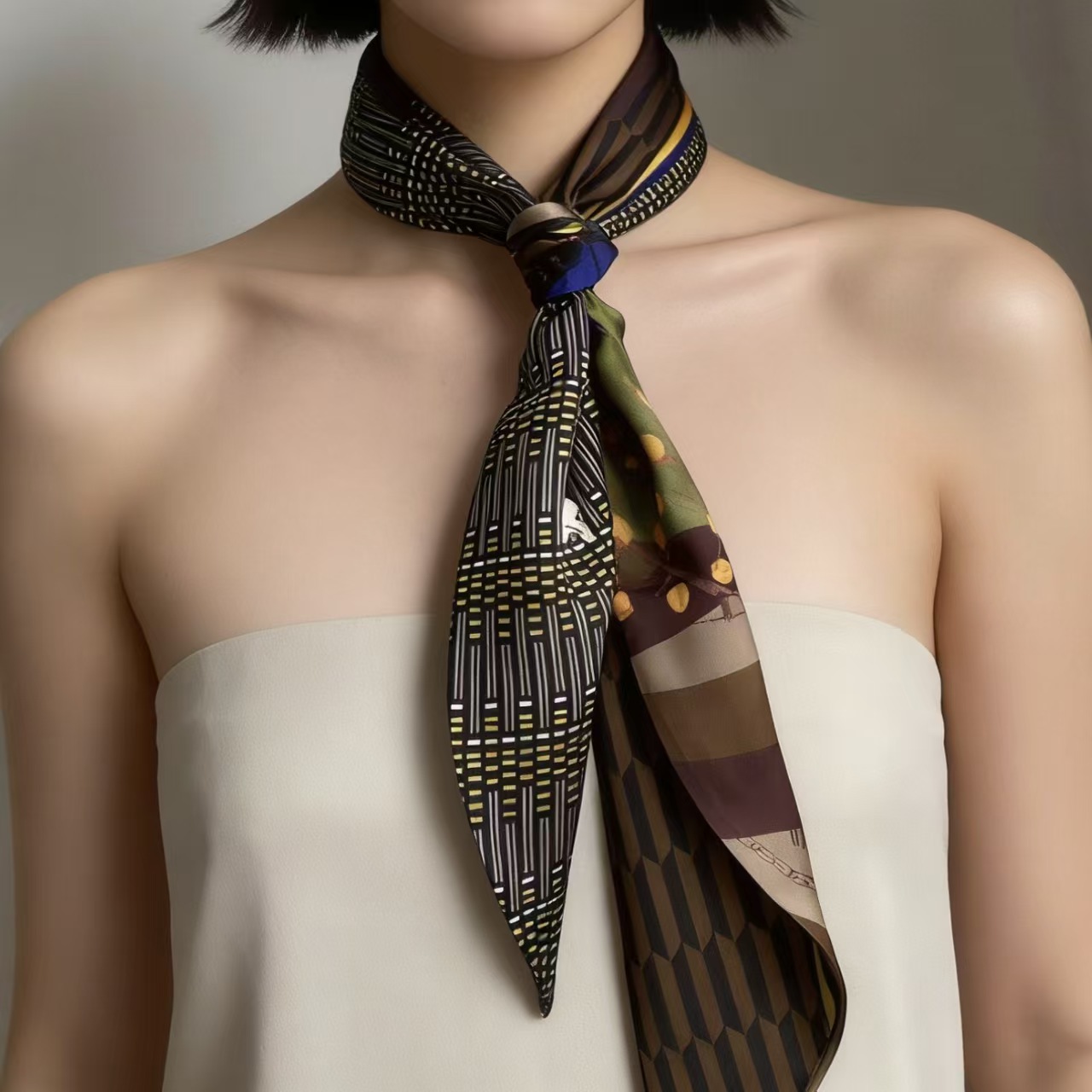 ผ้าพันคอไหมพิมพ์ลายหรูหรา ผ้าพ - Silk Neck Scarf บทวิจารณ์และราคา