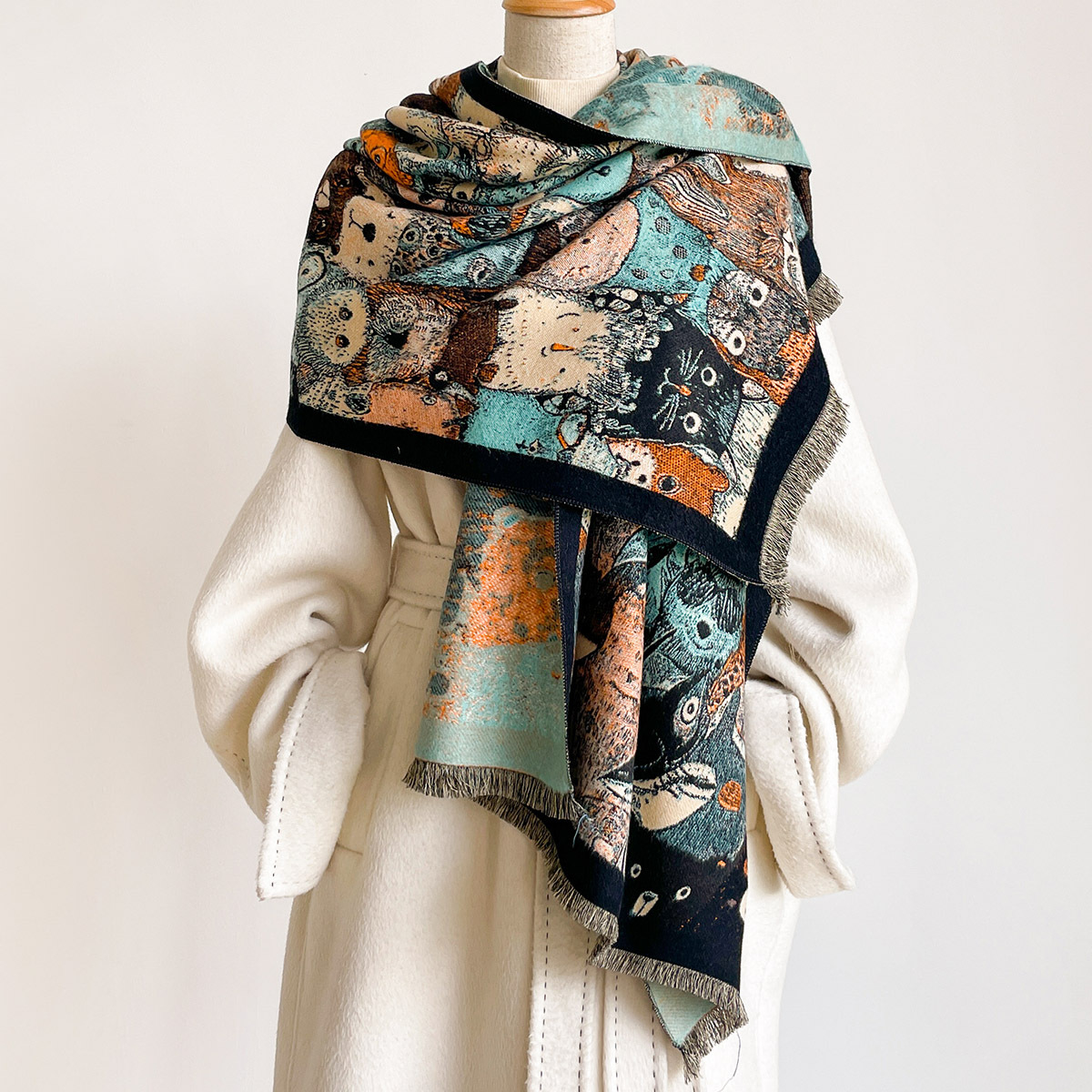 ผ้าพันคอแคชเมียร์เทียมสำหรับผู - Woven Scarf Blanket บทวิจารณ์และราคา