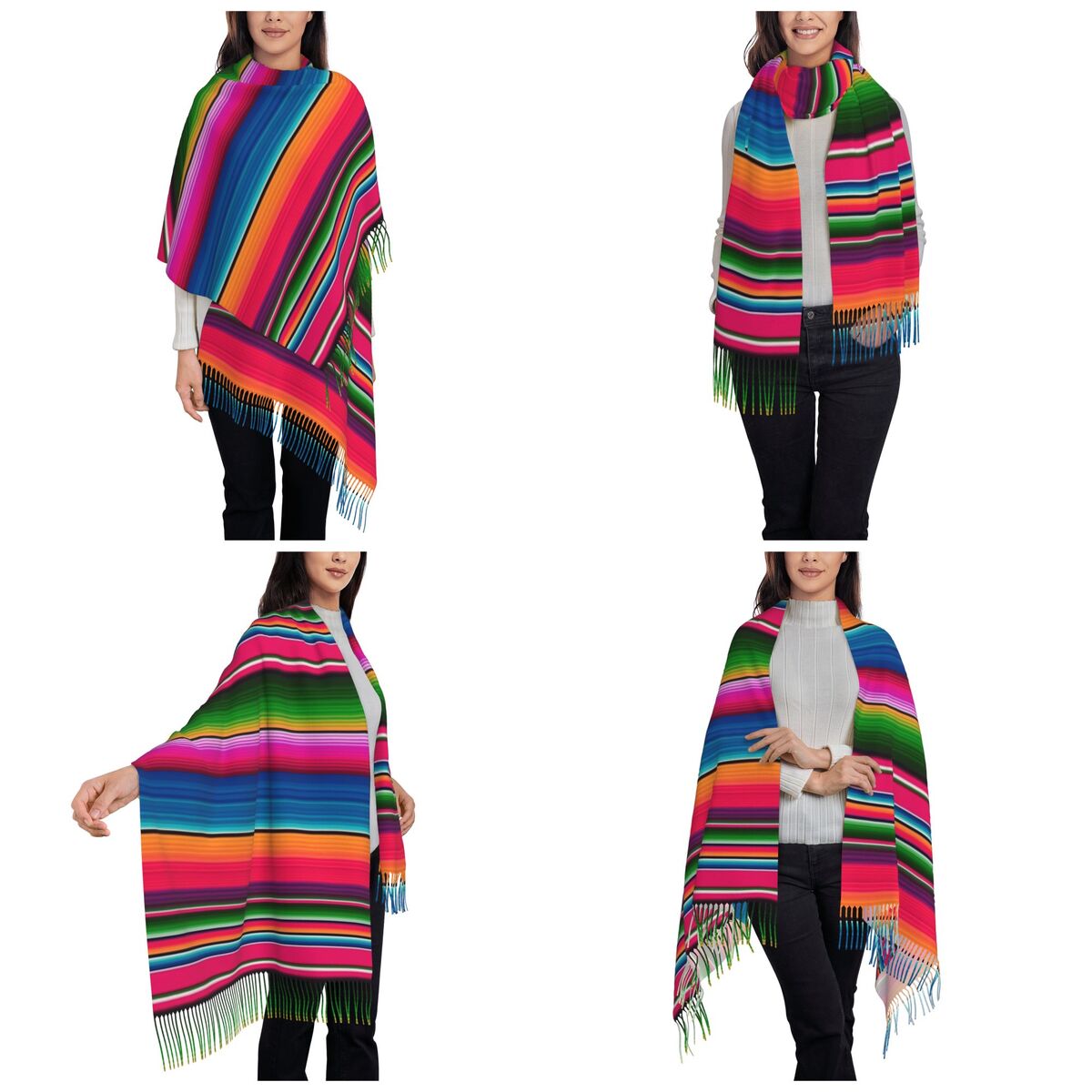ผ้าคลุมไหล่ลายทางสไตล์เม็กซิกั - Woven Scarf Blanket บทวิจารณ์และราคา