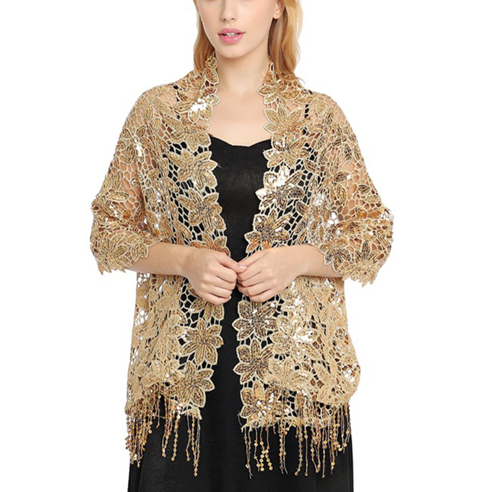 เจ้าสาวแต่งงาน Hollow เลื่อมลู - Stole Wedding Shawl บทวิจารณ์และราคา