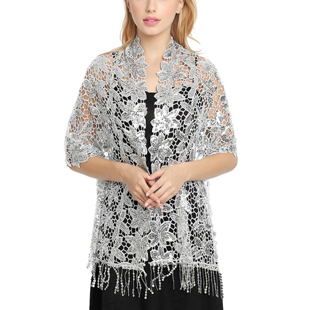 เจ้าสาวแต่งงาน Hollow เลื่อมลู - Stole Wedding Shawl บทวิจารณ์และราคา