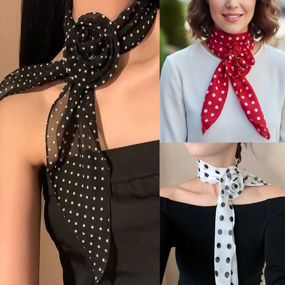 ผ้าพันคอชีฟองแบบถอดได้ ลายจุด  - Ascot Neck Scarf บทวิจารณ์และราคา