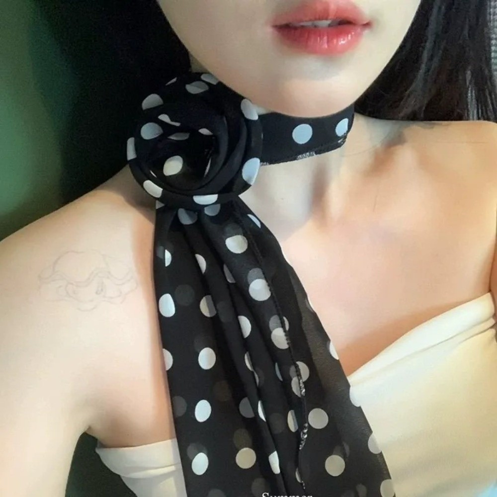 ผ้าพันคอชีฟองแบบถอดได้ ลายจุด  - Ascot Neck Scarf บทวิจารณ์และราคา